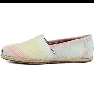 Toms Lime Summer Stripes slip on